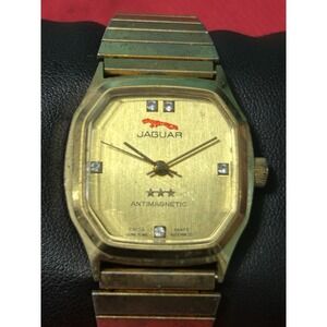 Vintage Jaguar Gold Toned  Mens Watch Swiss Made Hong Kong Parts Assembled Works